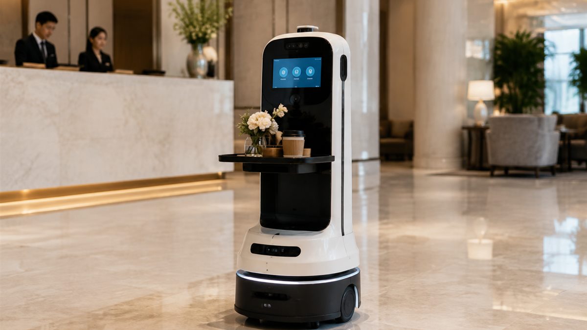 Civilian hospitality delivery robot in a hotel