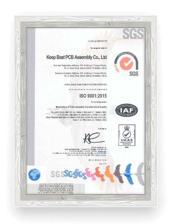 ISO 9001 certificate